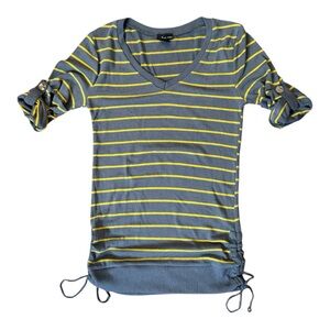 PURE REBEL ruched V-neck sweater, size Medium